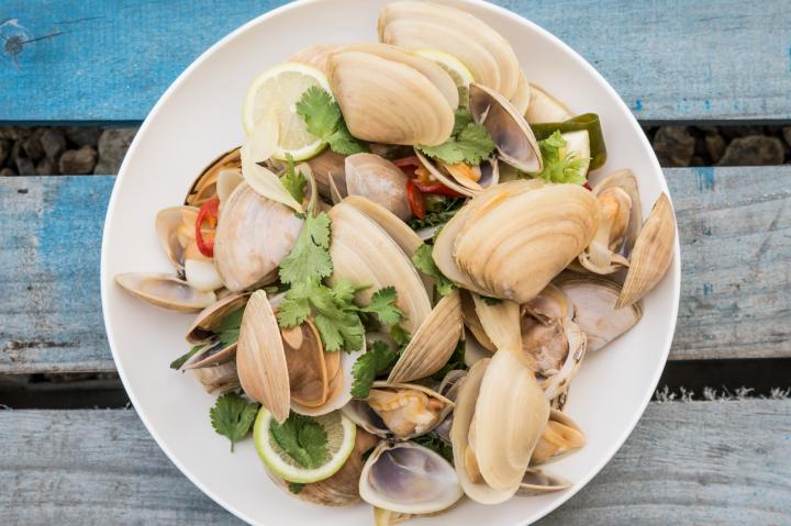 CLOUDY BAY CLAMS WITH WHITE MISO, CHILLI & GINGER